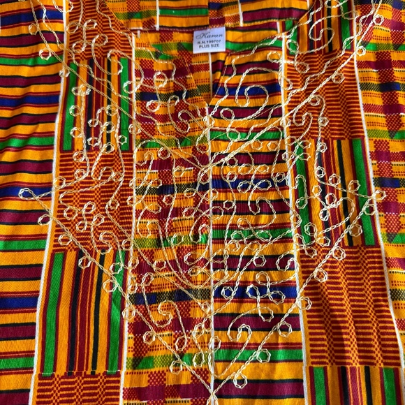 Multicolor Kente Dashiki Shirt/Dress - Picture 2 of 7